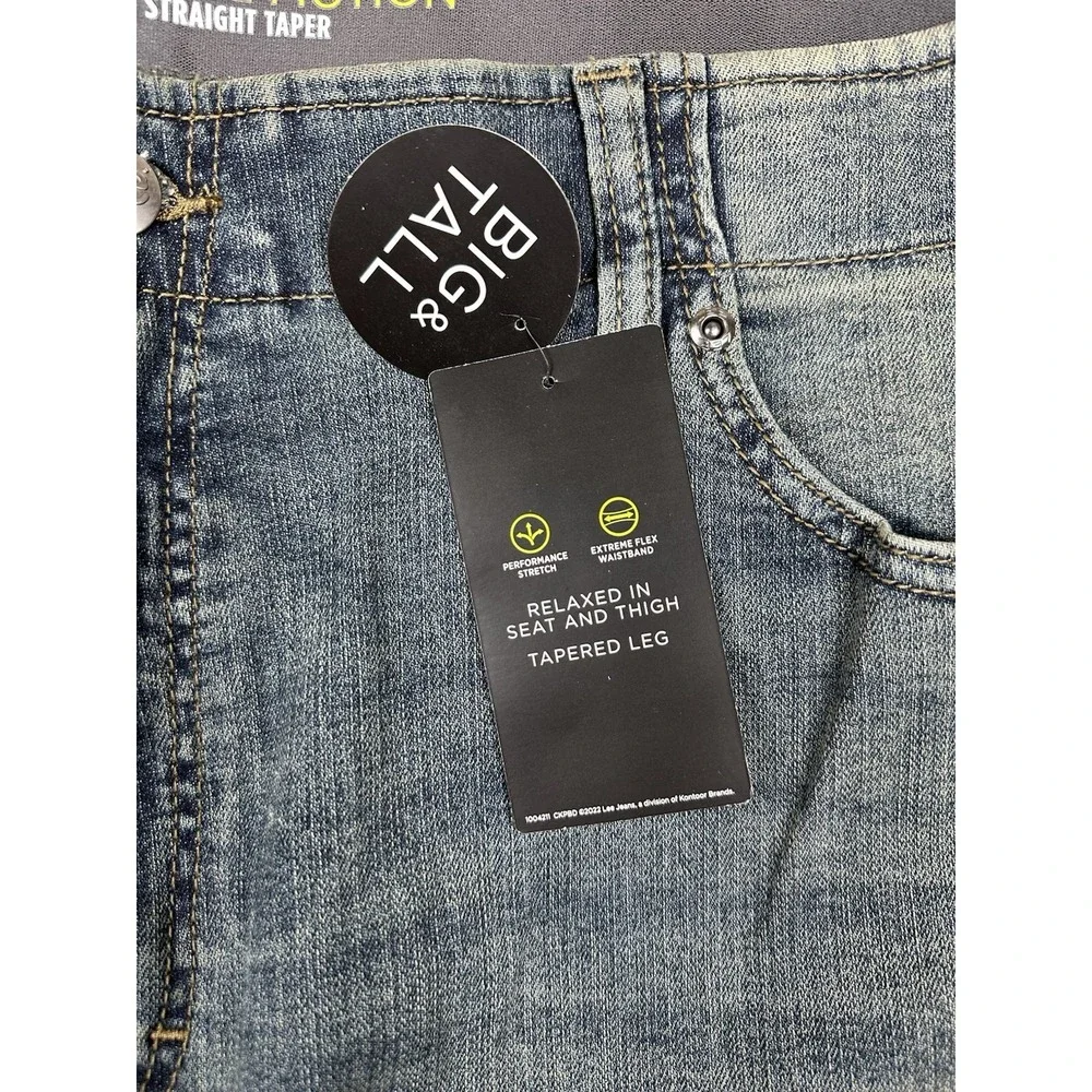 Lee Extreme Motion Jeans Mens 46x30 Blue Medium Wash Taper Stretch Big & Tall